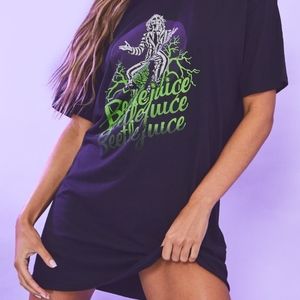 Black Beetlejuice Graphic T-Shirt Dress